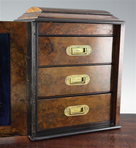 A Victorian figured walnut humidor, W.11in. H.14in.